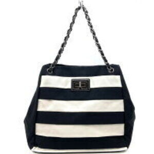 Chanel Chain Tote Bag Shoulder Black White